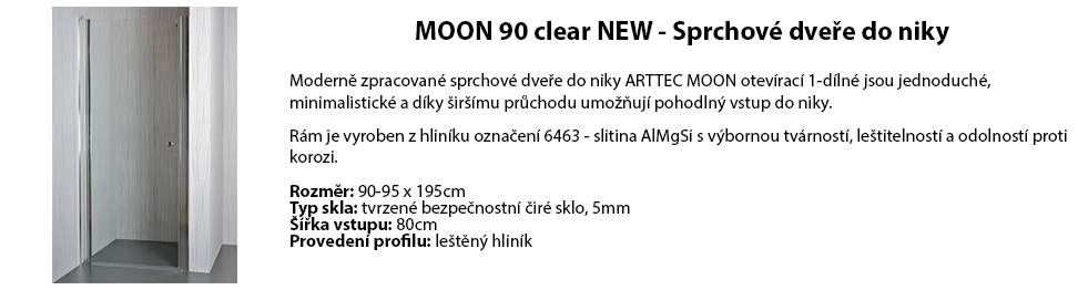 MOON 90 clear NEW - Sprchové dveře do niky